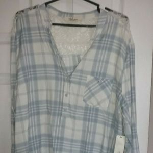 Tribal jeans lace shirt chambray xl